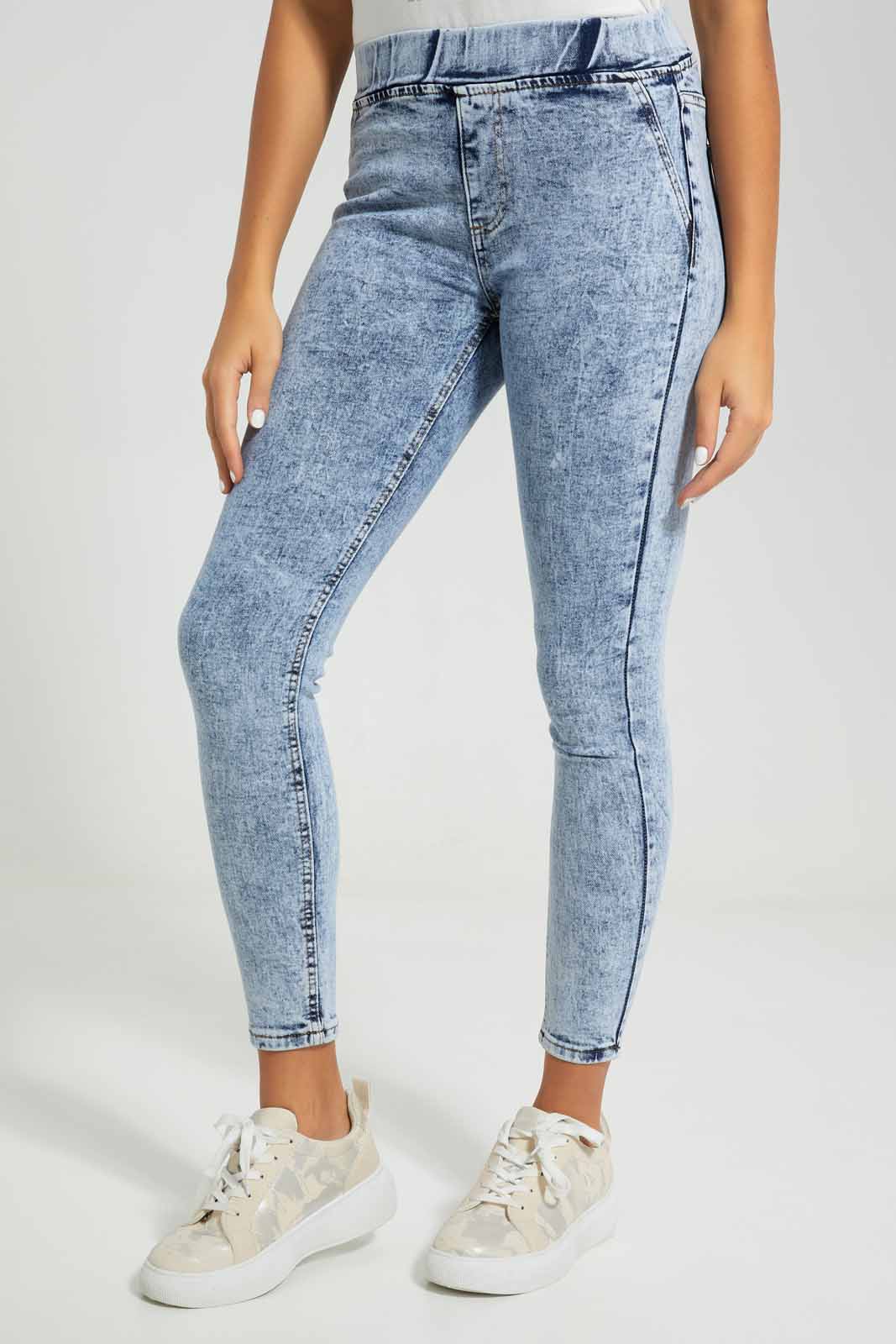Redtag-Acid-Wash-Jeggings-Category:Jeggings,-Colour:Denim,-Deals:New-In,-Filter:Women's-Clothing,-FIT-WALL-(FTW),-New-In-Women-APL,-Non-Sale,-Section:Women,-W22O,-Women-Jeggings-Women's-