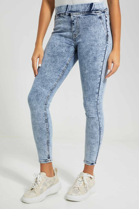 Redtag-Acid-Wash-Jeggings-Category:Jeggings,-Colour:Denim,-Deals:New-In,-Filter:Women's-Clothing,-FIT-WALL-(FTW),-New-In-Women-APL,-Non-Sale,-Section:Women,-W22O,-Women-Jeggings-Women's-