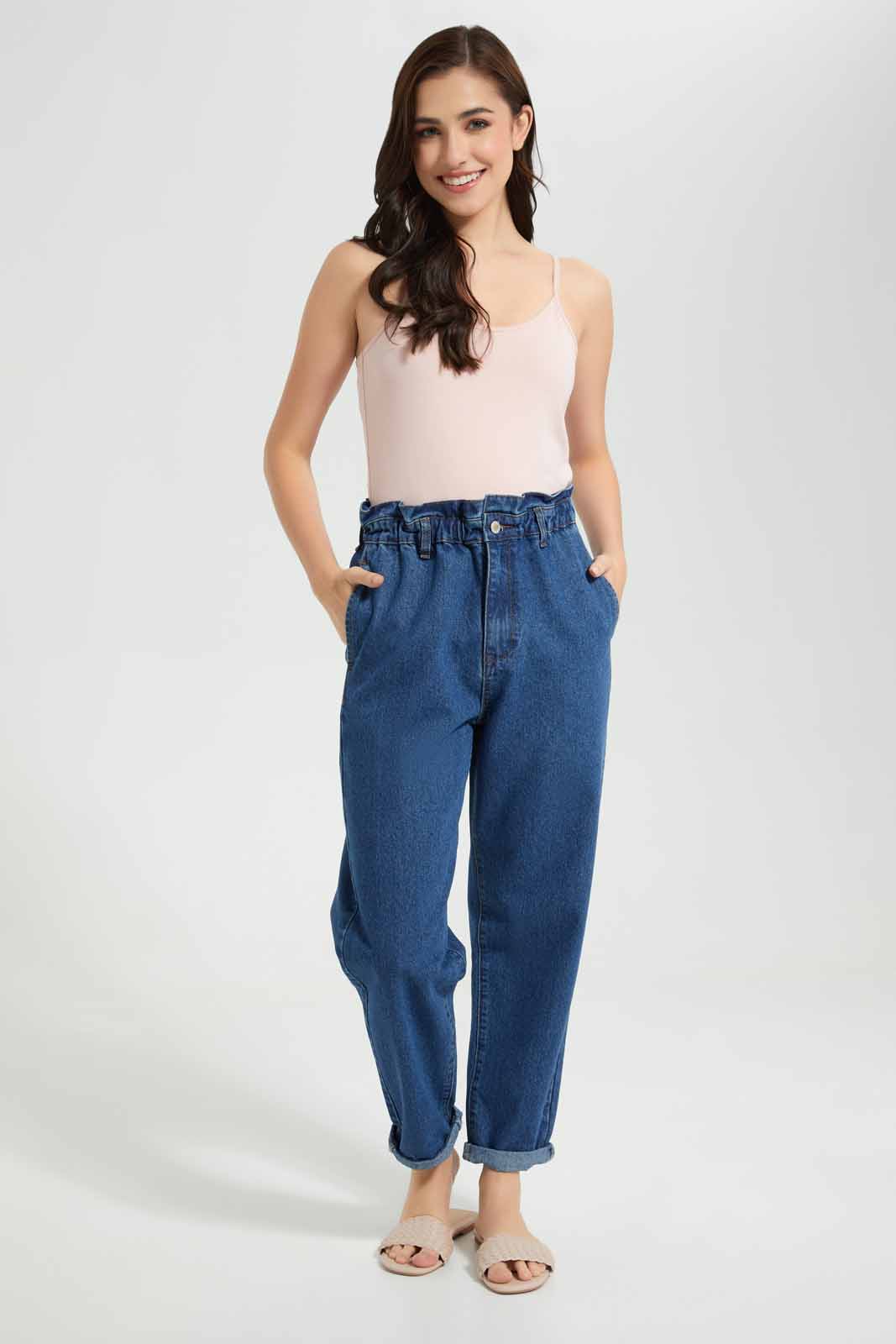 Redtag-Dark-Wash-Baggy-Fit-Jeans-Category:Jeans,-Colour:Dark-Wash,-Deals:New-In,-Filter:Women's-Clothing,-FIT-WALL-(FTW),-New-In-Women-APL,-Non-Sale,-Section:Women,-W22O,-Women-Jeans-Women's-