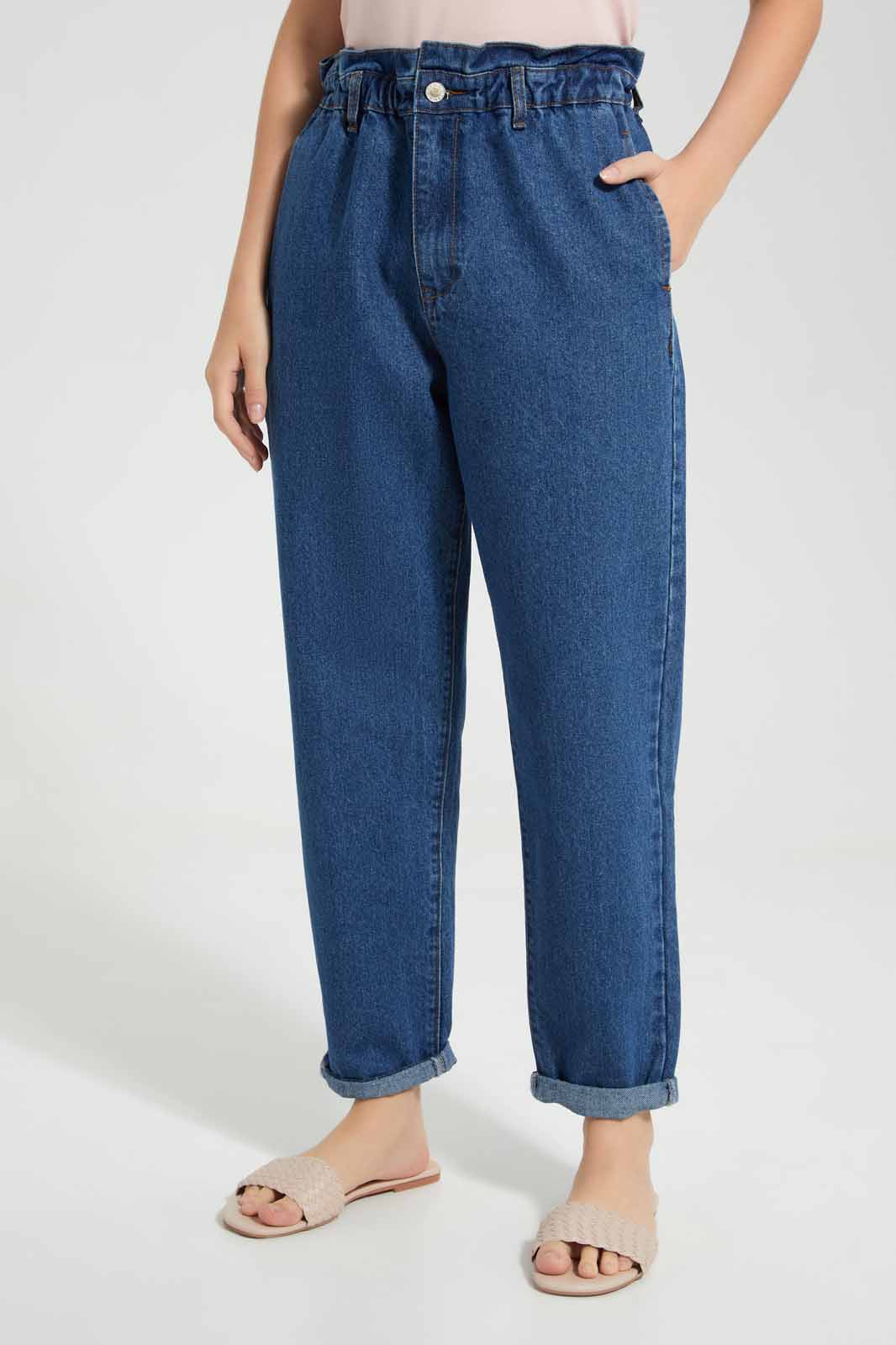 Redtag-Dark-Wash-Baggy-Fit-Jeans-Category:Jeans,-Colour:Dark-Wash,-Deals:New-In,-Filter:Women's-Clothing,-FIT-WALL-(FTW),-New-In-Women-APL,-Non-Sale,-Section:Women,-W22O,-Women-Jeans-Women's-