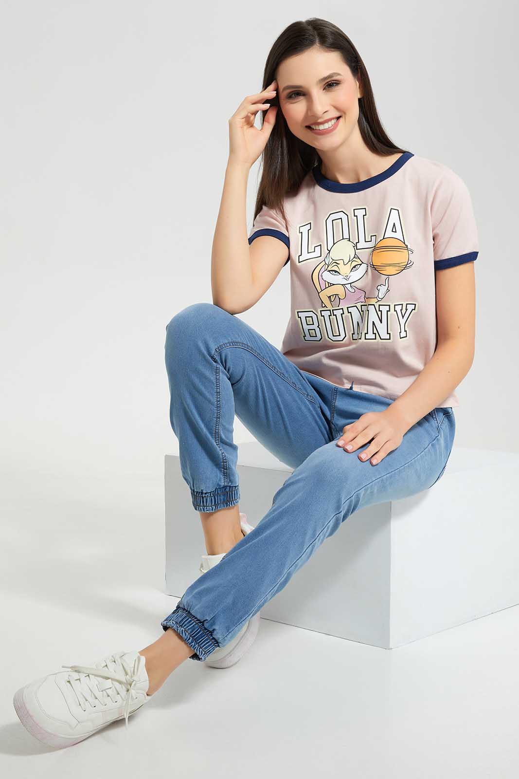 Redtag-Light-Wash-Knit-Denim-Jogger-Category:Jeans,-Colour:Light-Wash,-Deals:New-In,-Filter:Women's-Clothing,-FIT-WALL-(FTW),-New-In-Women-APL,-Non-Sale,-Section:Women,-W22O,-Women-Jeans-Women's-
