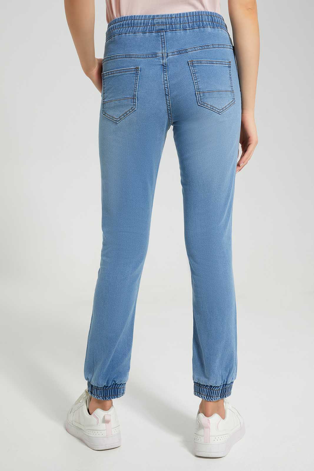 Redtag-Light-Wash-Knit-Denim-Jogger-Category:Jeans,-Colour:Light-Wash,-Deals:New-In,-Filter:Women's-Clothing,-FIT-WALL-(FTW),-New-In-Women-APL,-Non-Sale,-Section:Women,-W22O,-Women-Jeans-Women's-