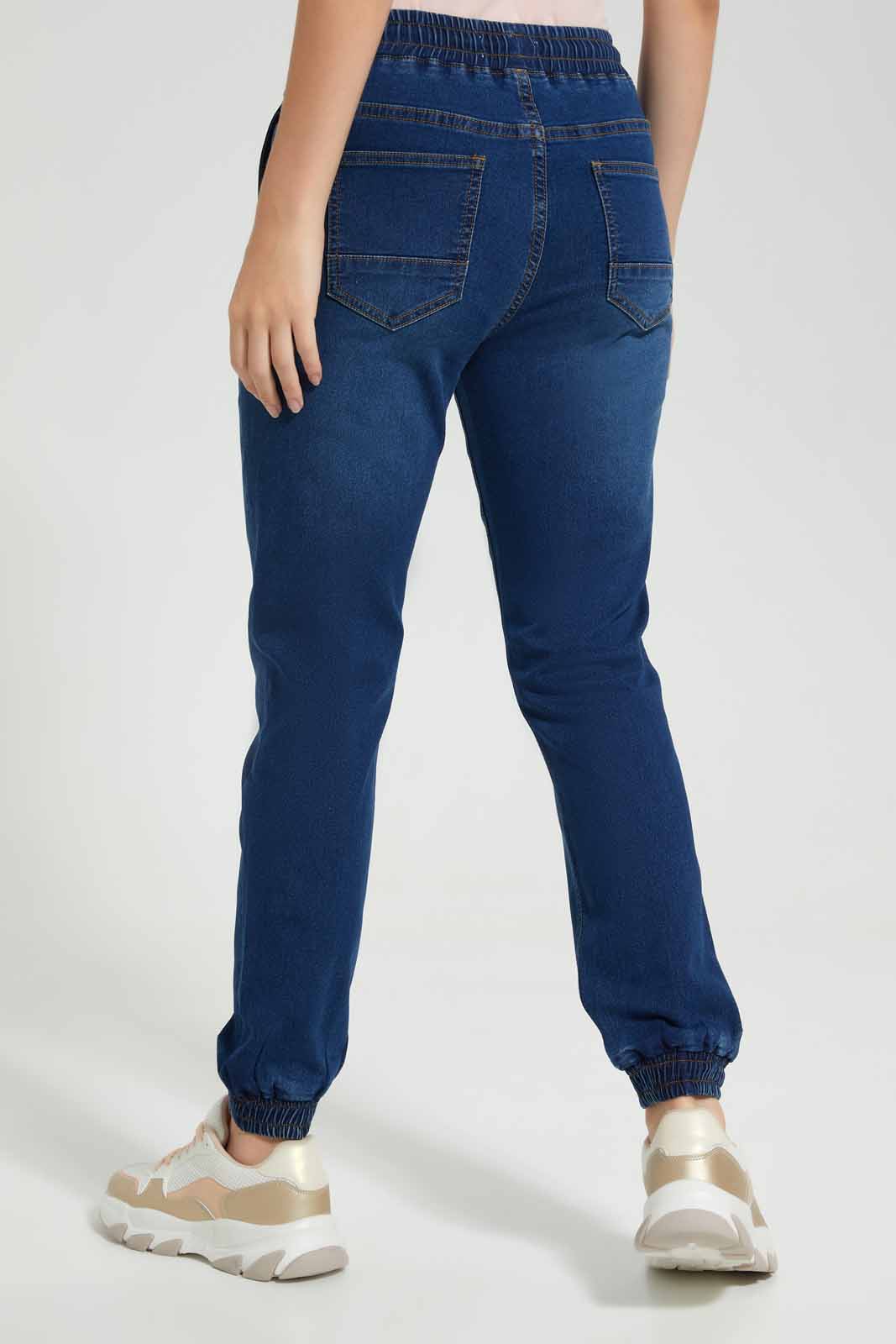 Redtag-Dark-Wash-Knit-Denim-Jogger-Category:Jeans,-Colour:Dark-Wash,-Deals:New-In,-Filter:Women's-Clothing,-FIT-WALL-(FTW),-New-In-Women-APL,-Non-Sale,-Section:Women,-W22O,-Women-Jeans-Women's-