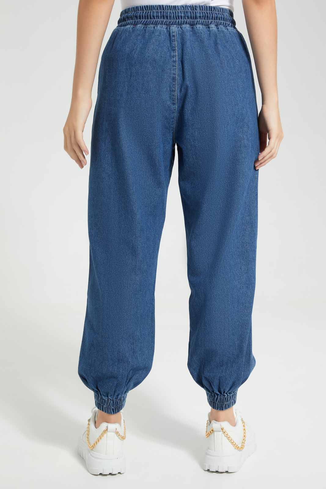 Redtag-Dark-Wash-Jogger-With-Drowchord-Category:Jeans,-Colour:Dark-Wash,-Deals:New-In,-Filter:Women's-Clothing,-New-In-Women-APL,-Non-Sale,-Section:Women,-TBL,-W22O,-Women-Jeans-Women's-