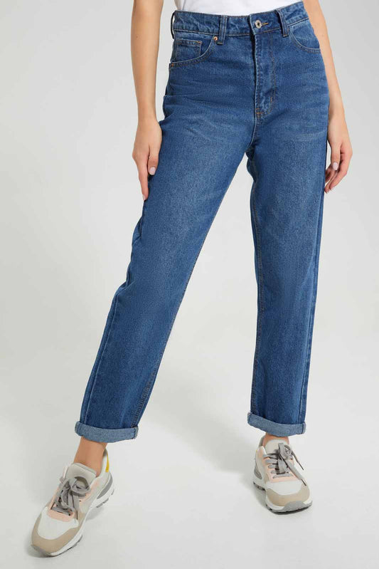 Redtag-Dark-Wash-Mom-Fit-Jeans-Category:Jeans,-Colour:Dark-Wash,-Deals:New-In,-Filter:Women's-Clothing,-New-In-Women-APL,-Non-Sale,-Section:Women,-TBL,-W22O,-Women-Jeans-Women's-