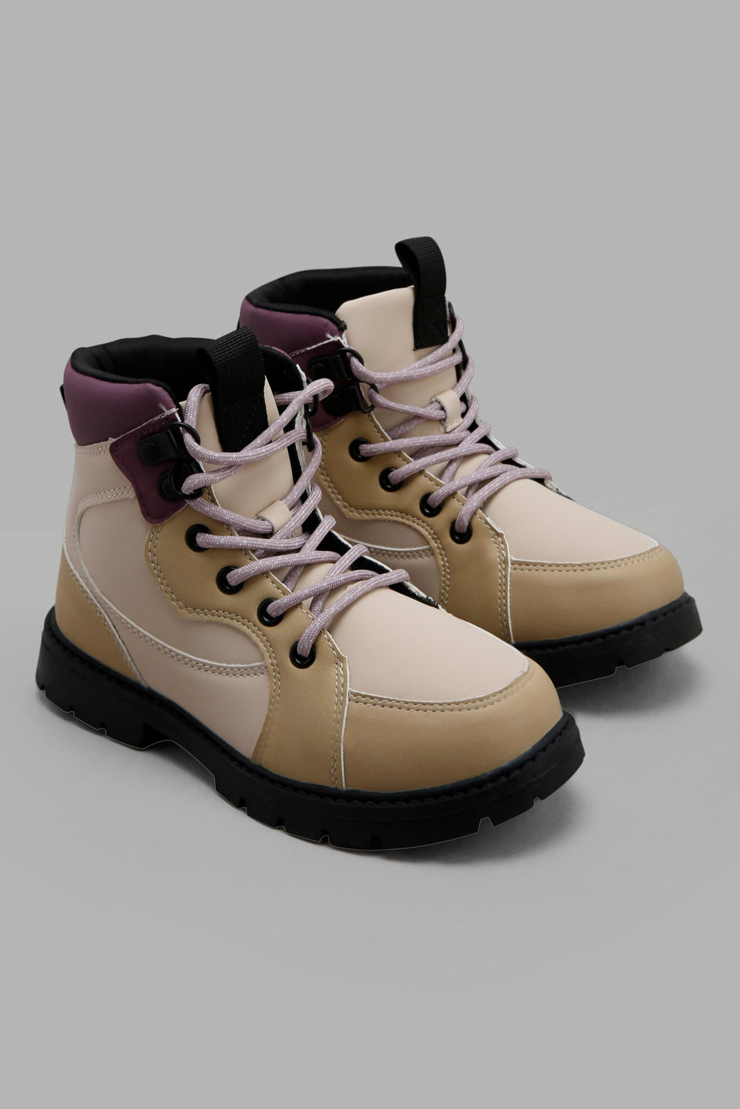 Redtag-Beige-Lace-Up-Ankle-Boots-Category:Boots,-Colour:Beige,-Deals:New-In,-Filter:Girls-Footwear-(5-to-14-Yrs),-GSR-Boots,-New-In-GSR-FOO,-Non-Sale,-Section:Boys-(0-to-14Yrs),-W22B--