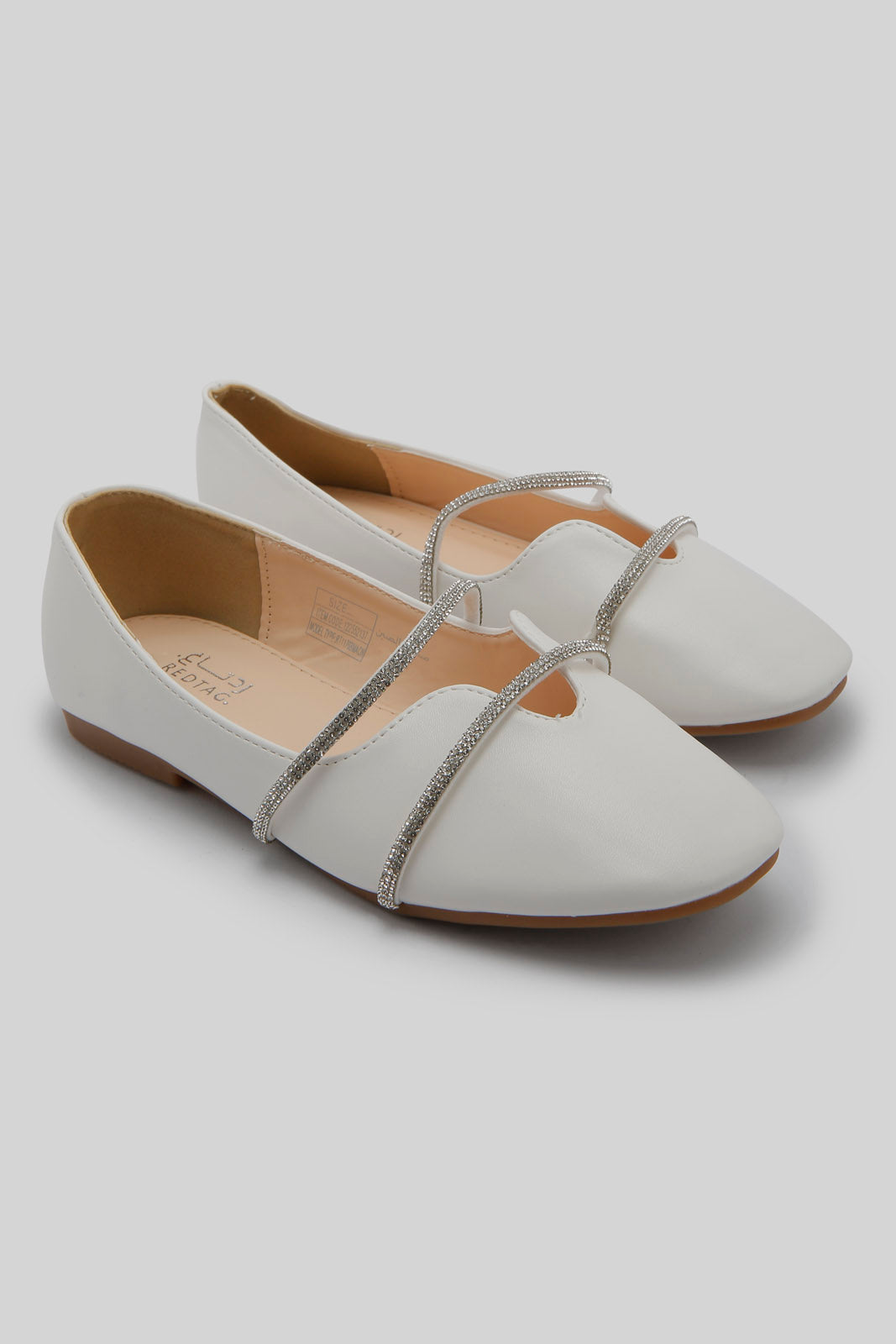 Redtag-White-Diamante-Ballerina-Category:Sandals,-Colour:White,-Deals:New-In,-Filter:Girls-Footwear-(5-to-14-Yrs),-GSR-Sandals,-New-In-GSR-FOO,-Non-Sale,-Section:Girls-(0-to-14Yrs),-W22B-Senior-Girls-5 to 14 Years