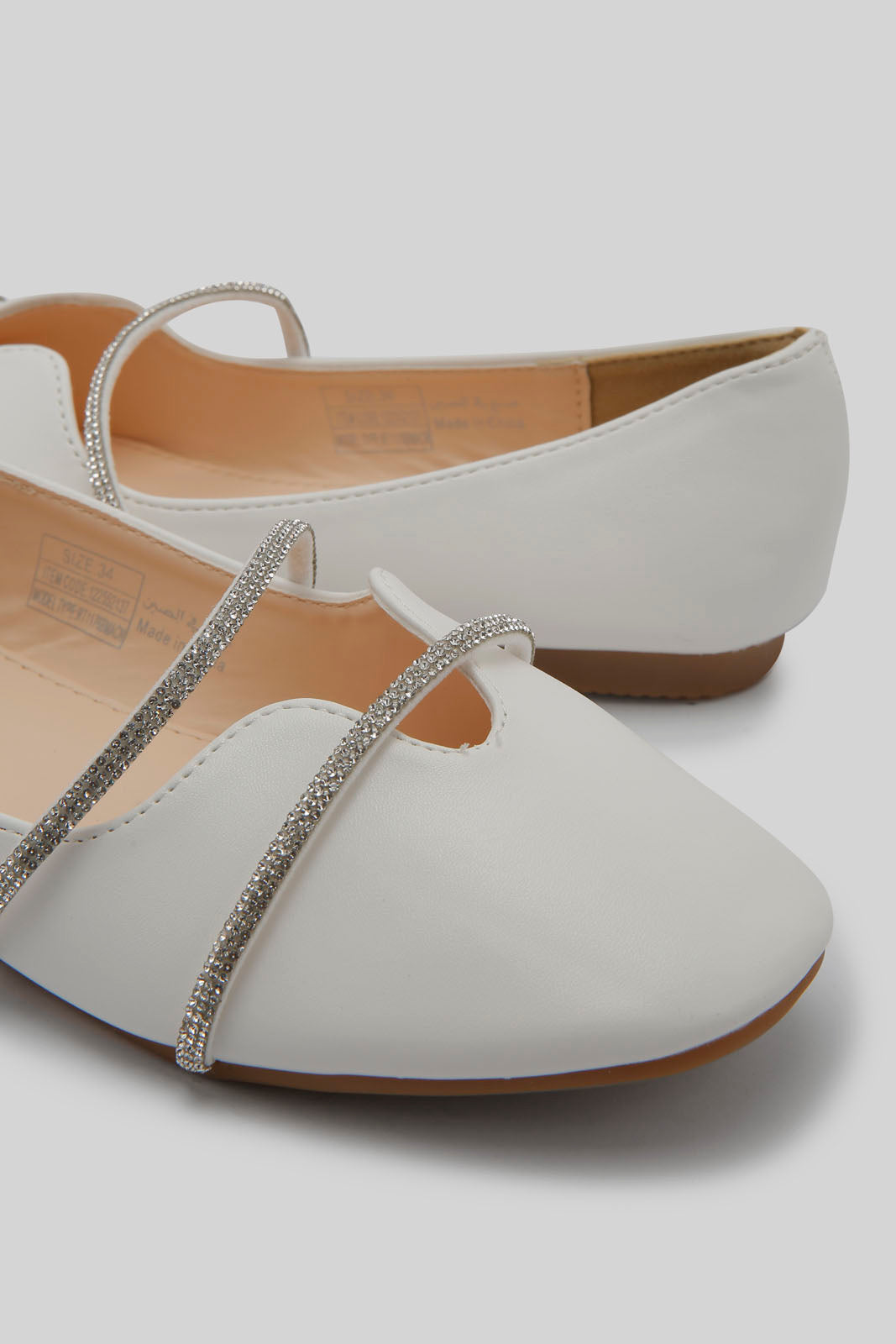 Redtag-White-Diamante-Ballerina-Category:Sandals,-Colour:White,-Deals:New-In,-Filter:Girls-Footwear-(5-to-14-Yrs),-GSR-Sandals,-New-In-GSR-FOO,-Non-Sale,-Section:Girls-(0-to-14Yrs),-W22B-Senior-Girls-5 to 14 Years