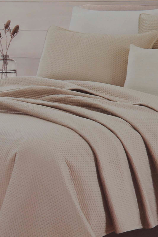 Redtag-Beige-Velvet-Quilt-(Double-Size)-Category:Quilts,-Colour:Beige,-Deals:New-In,-Dept:Home,-Filter:Home-Bedroom,-HMW-BED-Quilts,-New-In-HMW-BED,-Non-Sale,-Section:Homewares,-W22B-Home-Bedroom-