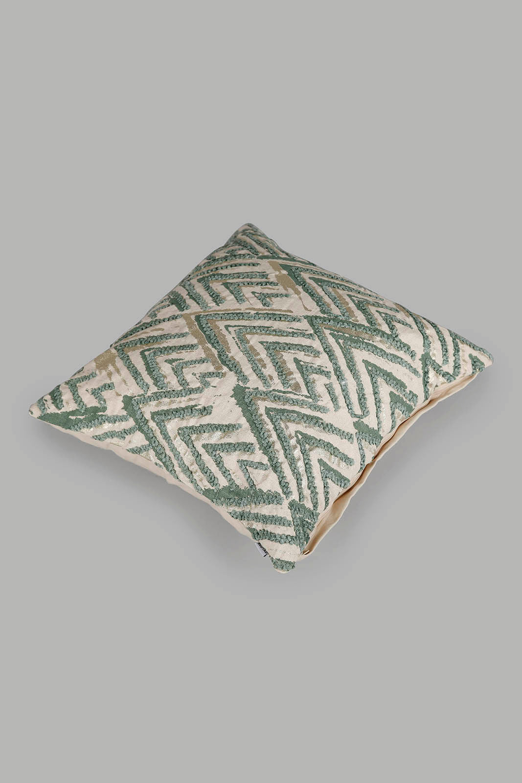 Redtag-Gold/Green-Embroidery-Chevron-Cushion-Category:Cushions,-Colour:Green,-Deals:New-In,-Filter:Home-Bedroom,-HMW-BED-Cushions,-New-In-HMW-BED,-Non-Sale,-Section:Homewares,-W22B-Home-Bedroom-