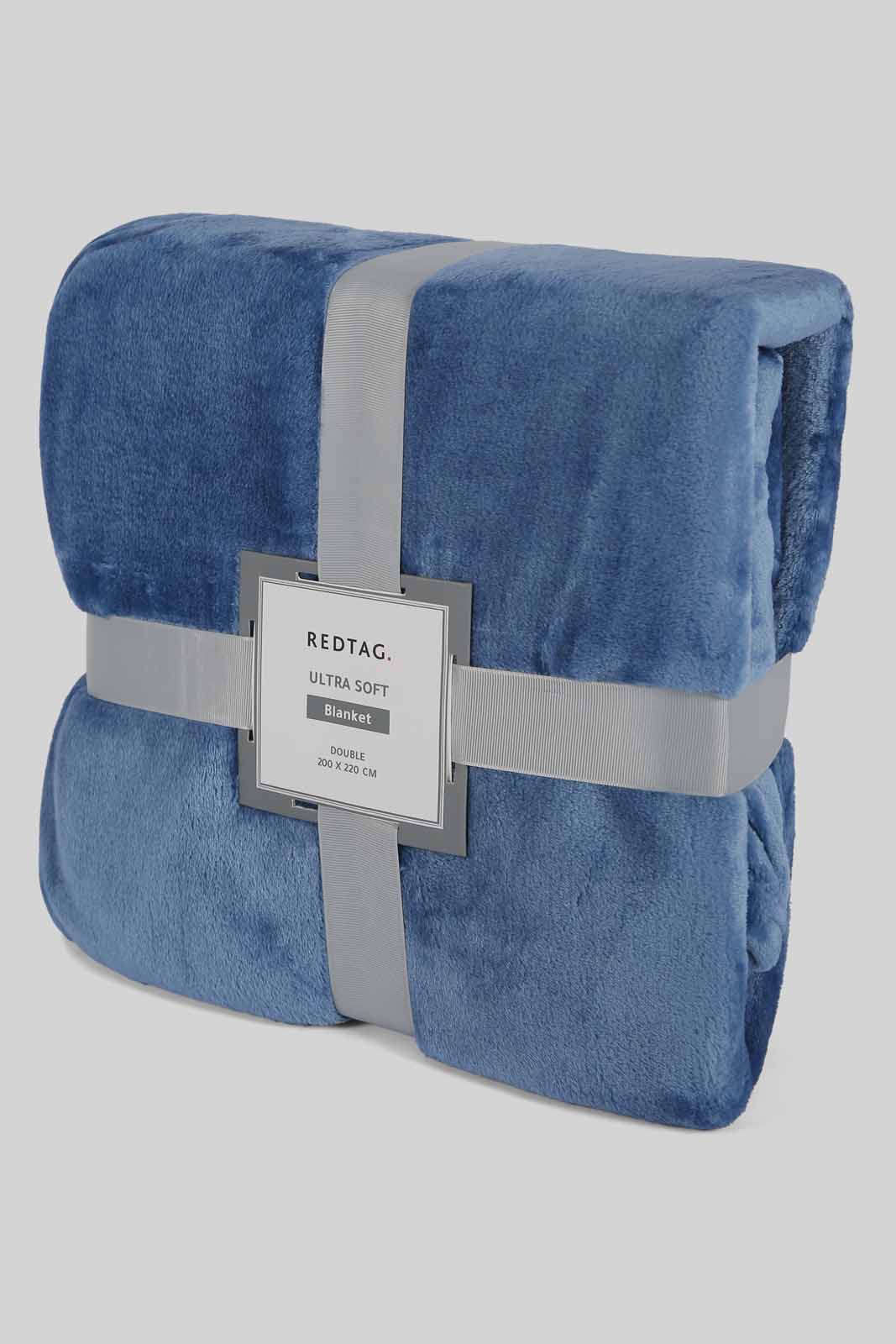 Redtag-Blue-Ultra-Soft-Blanket-(Double-Size)-Category:Blankets,-Colour:Blue,-Deals:New-In,-Dept:Home,-Filter:Home-Bedroom,-HMW-BED-Blankets,-New-In-HMW-BED,-Non-Sale,-Section:Homewares,-W22A-Home-Bedroom-