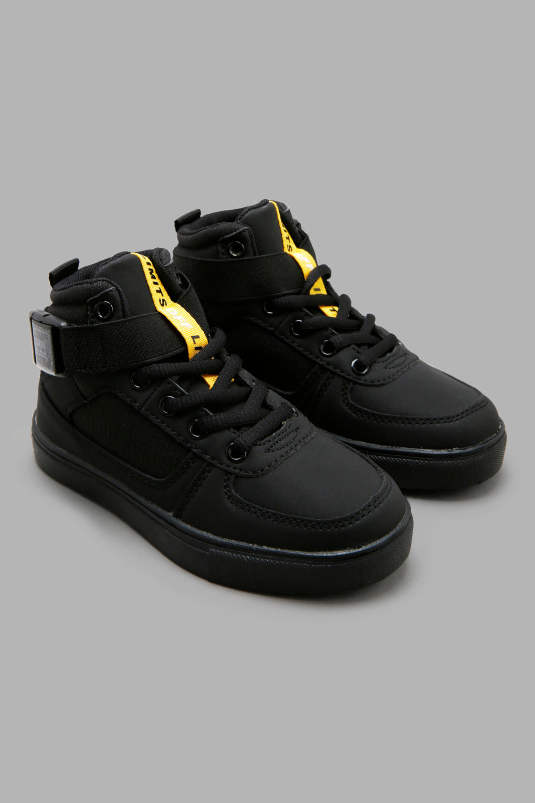 Redtag-Black-Triple-High-Top-Sneaker-BOY-Trainers,-Category:Trainers,-Colour:Black,-Deals:New-In,-Filter:Boys-Footwear-(3-to-5-Yrs),-New-In-BOY-FOO,-Non-Sale,-Section:Boys-(0-to-14Yrs),-W22A-Boys-3 to 5 Years