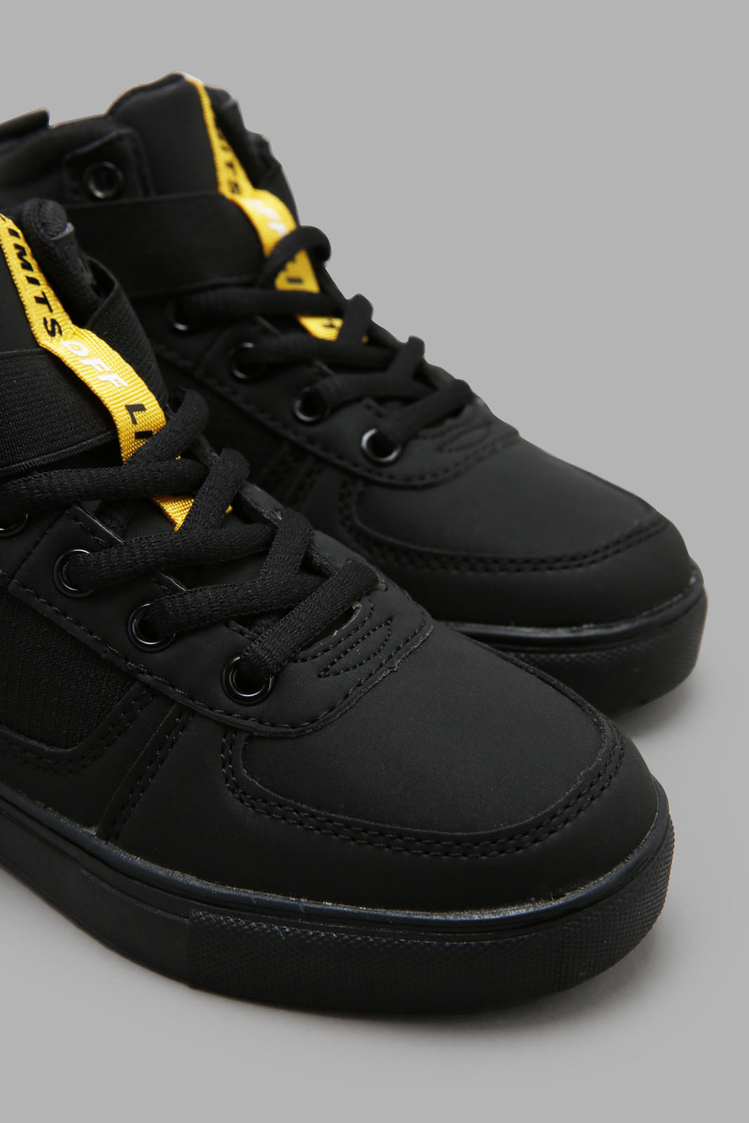 Redtag-Black-Triple-High-Top-Sneaker-BOY-Trainers,-Category:Trainers,-Colour:Black,-Deals:New-In,-Filter:Boys-Footwear-(3-to-5-Yrs),-New-In-BOY-FOO,-Non-Sale,-Section:Boys-(0-to-14Yrs),-W22A-Boys-3 to 5 Years