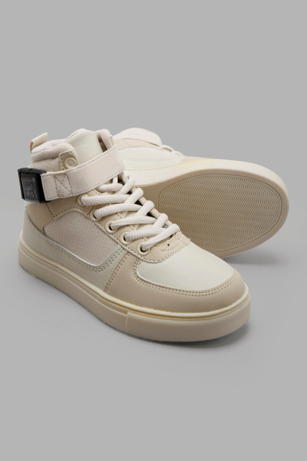 Redtag-Beige-Plain-High-Top-BOY-Trainers,-Category:Trainers,-Colour:Beige,-Deals:New-In,-Filter:Boys-Footwear-(3-to-5-Yrs),-New-In-BOY-FOO,-Non-Sale,-Section:Boys-(0-to-14Yrs),-W22A-Boys-3 to 5 Years