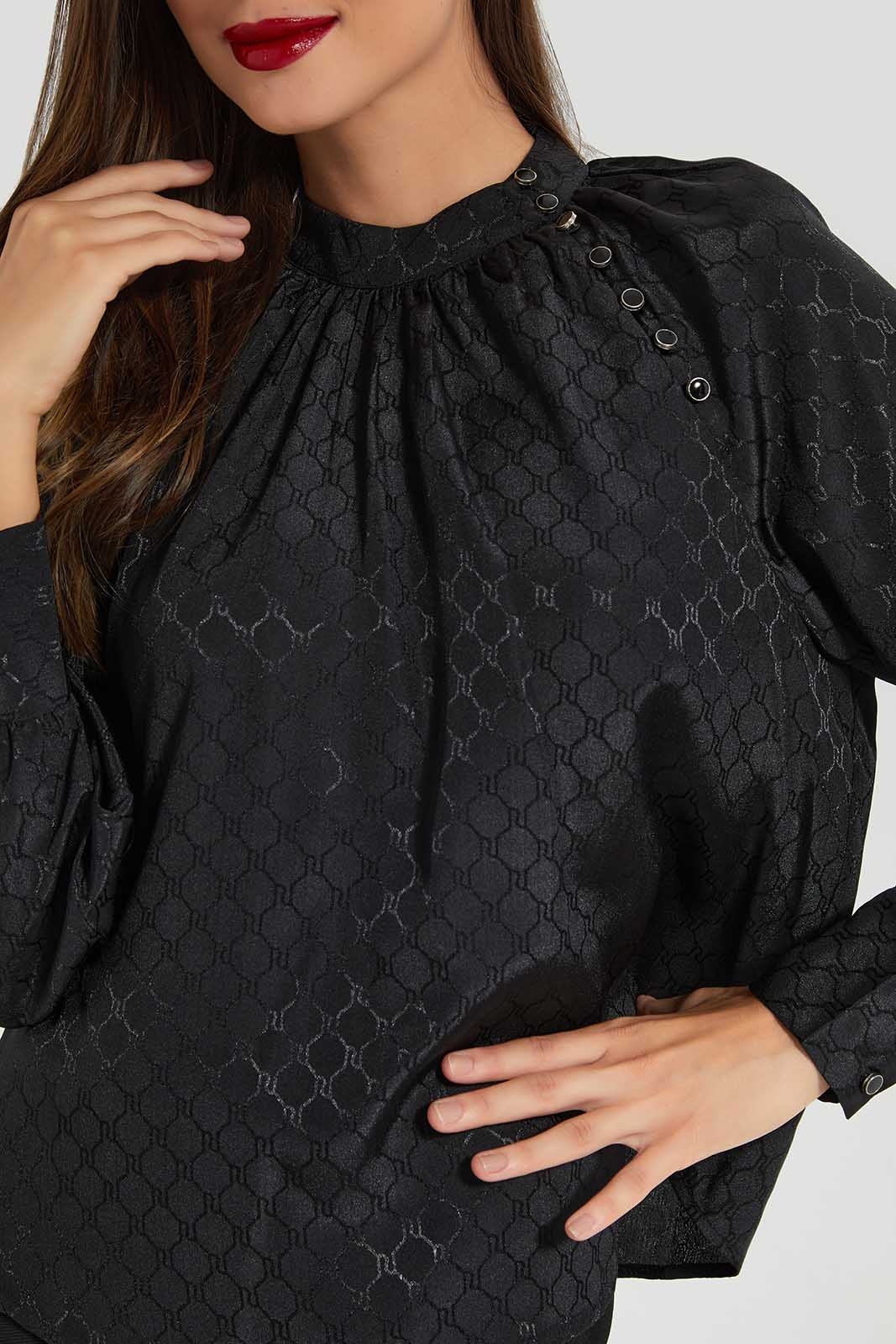 Redtag-Black-Jacquard-Blouse-Category:Blouses,-Colour:Black,-Deals:New-In,-Filter:Women's-Clothing,-LDC,-LDC-Blouses,-New-In-LDC-APL,-Non-Sale,-Section:Women,-W22O-Women's-