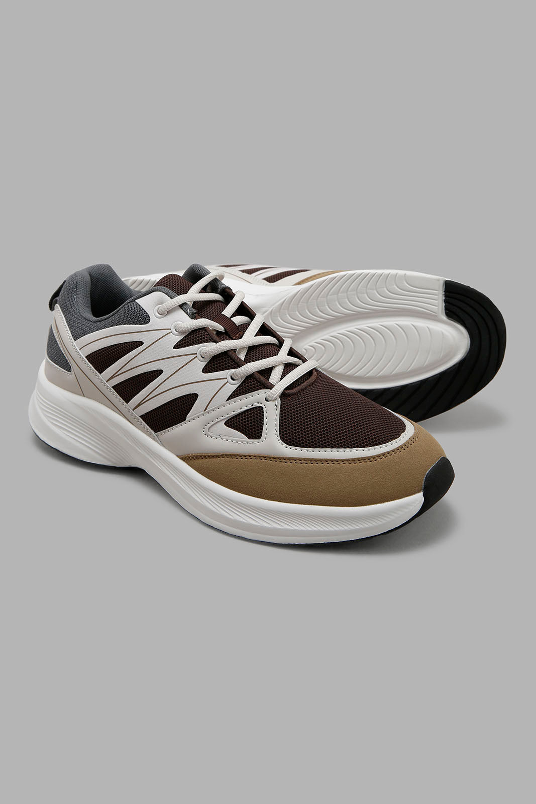 Redtag-Beige-Color-Block-Sneaker-Category:Trainers,-Colour:Beige,-Deals:New-In,-Filter:Men's-Footwear,-Men-Trainers,-New-In-Men-FOO,-Non-Sale,-Section:Men,-W22B-Men's-