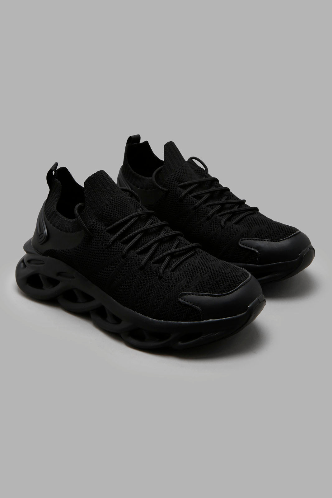 Redtag-Black-3D-Sole-Knit-Sneaker-Category:Trainers,-Colour:Black,-Deals:New-In,-Filter:Men's-Footwear,-Men-Trainers,-New-In-Men-FOO,-Non-Sale,-Section:Men,-W22A-Men's-