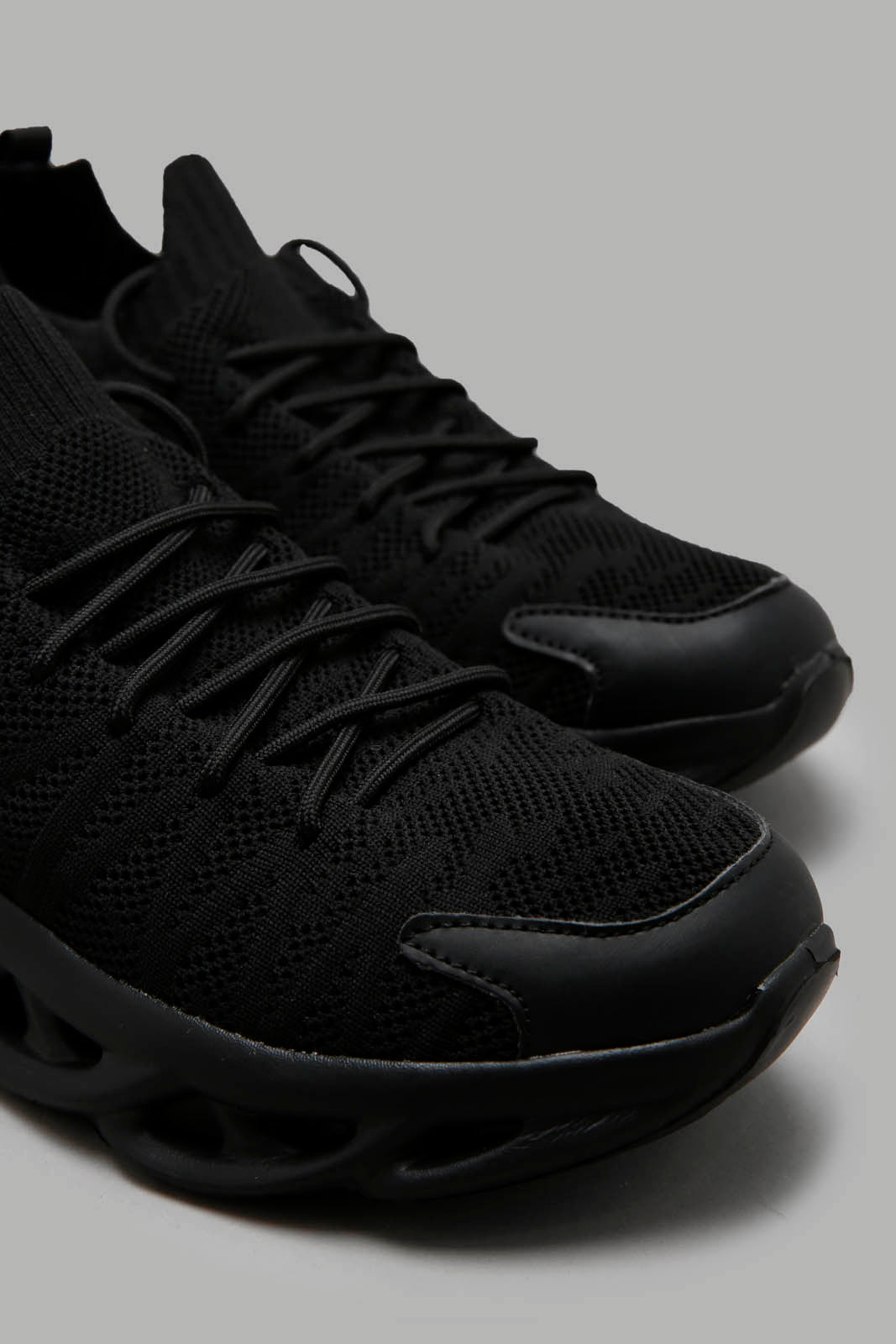 Redtag-Black-3D-Sole-Knit-Sneaker-Category:Trainers,-Colour:Black,-Deals:New-In,-Filter:Men's-Footwear,-Men-Trainers,-New-In-Men-FOO,-Non-Sale,-Section:Men,-W22A-Men's-