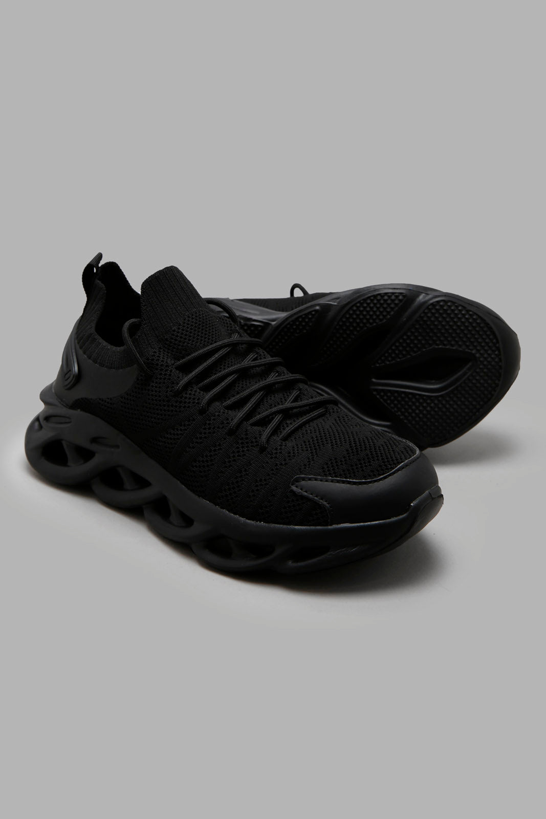 Redtag-Black-3D-Sole-Knit-Sneaker-Category:Trainers,-Colour:Black,-Deals:New-In,-Filter:Men's-Footwear,-Men-Trainers,-New-In-Men-FOO,-Non-Sale,-Section:Men,-W22A-Men's-