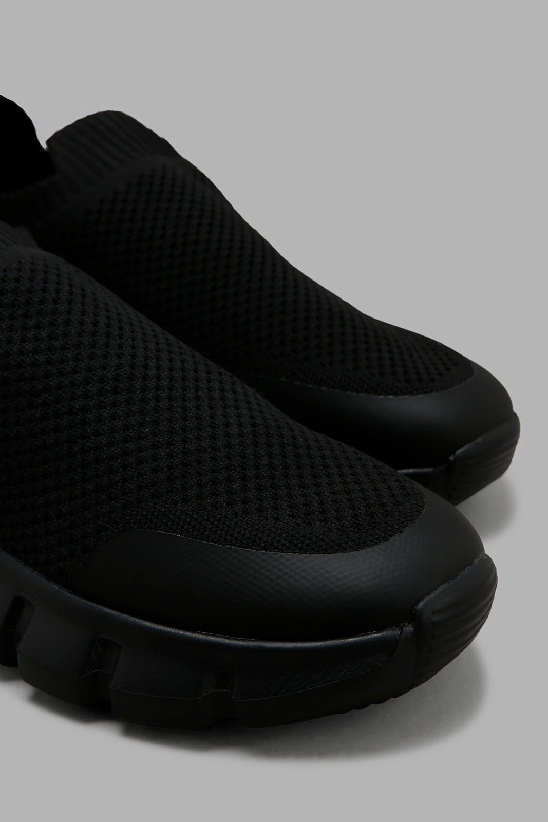 Redtag-Black-Knit-Slip-On-Category:Trainers,-Colour:Black,-Deals:New-In,-Filter:Men's-Footwear,-Men-Trainers,-New-In-Men-FOO,-Non-Sale,-Section:Men,-W22B-Men's-