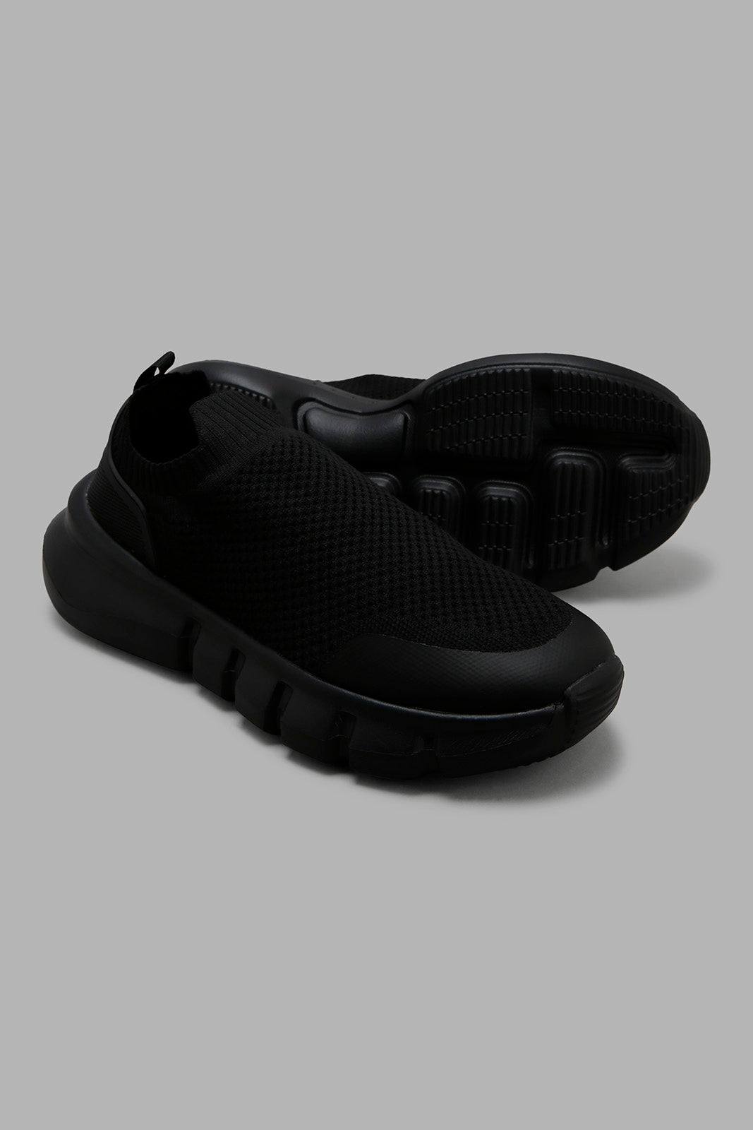 Redtag-Black-Knit-Slip-On-Category:Trainers,-Colour:Black,-Deals:New-In,-Filter:Men's-Footwear,-Men-Trainers,-New-In-Men-FOO,-Non-Sale,-Section:Men,-W22B-Men's-
