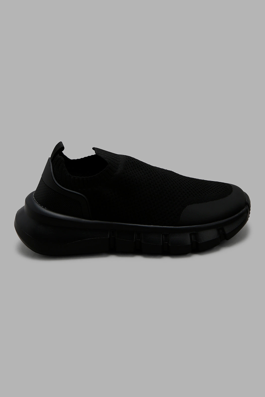 Redtag-Black-Knit-Slip-On-Category:Trainers,-Colour:Black,-Deals:New-In,-Filter:Men's-Footwear,-Men-Trainers,-New-In-Men-FOO,-Non-Sale,-Section:Men,-W22B-Men's-