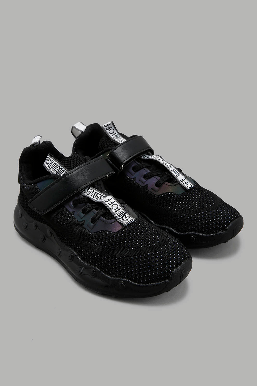 Redtag-Black-Knit-Translucent-Sneaker-BSR-Trainers,-Category:Trainers,-Colour:Black,-Deals:New-In,-Filter:Boys-Footwear-(5-to-14-Yrs),-New-In-BSR-FOO,-Non-Sale,-Section:Boys-(0-to-14Yrs),-W22B-Senior-Boys-5 to 14 Years