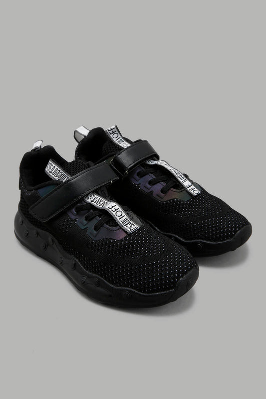 Redtag-Black-Knit-Translucent-Sneaker-BSR-Trainers,-Category:Trainers,-Colour:Black,-Deals:New-In,-Filter:Boys-Footwear-(5-to-14-Yrs),-New-In-BSR-FOO,-Non-Sale,-Section:Boys-(0-to-14Yrs),-W22B-Senior-Boys-5 to 14 Years