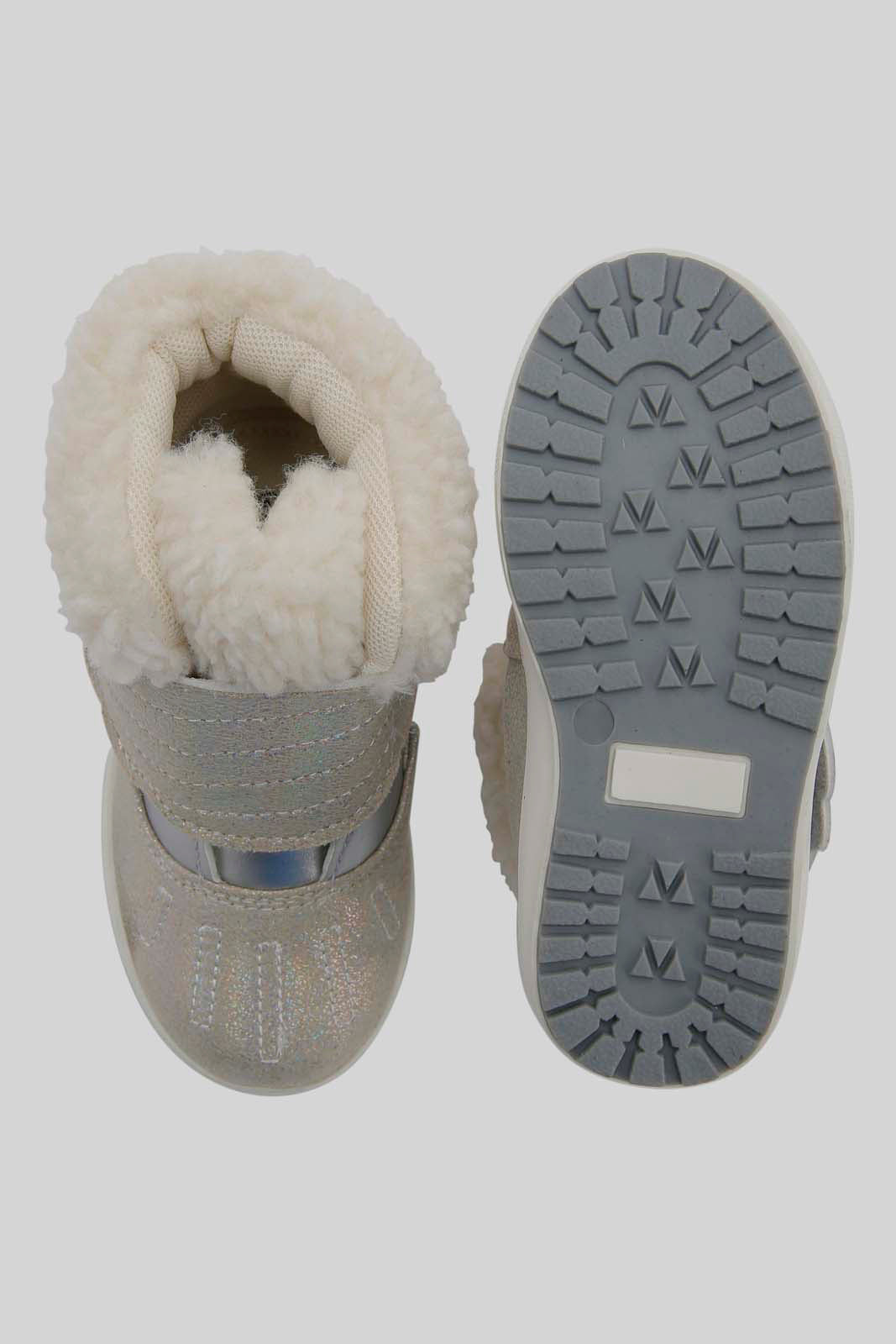 Redtag-Silver-Fur-Velcro-Ankle-Boot-Category:Boots,-Colour:Silver,-Deals:New-In,-Dept:Girls,-Filter:Girls-Footwear-(1-to-3-Yrs),-ING-Boots,-New-In-ING-FOO,-Non-Sale,-Section:Girls-(0-to-14Yrs),-W22B-Infant-Girls-1 to 3 Years
