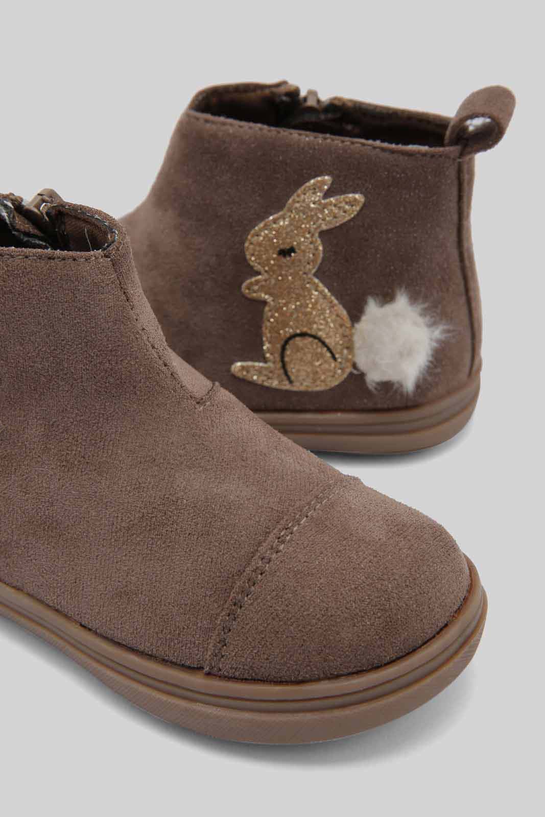 Redtag-Brown-Bunny-Ankle-Boot-Category:Boots,-Colour:Brown,-Deals:New-In,-Dept:Girls,-Filter:Girls-Footwear-(1-to-3-Yrs),-ING-Boots,-New-In-ING-FOO,-Non-Sale,-Section:Girls-(0-to-14Yrs),-W22B-Infant-Girls-1 to 3 Years
