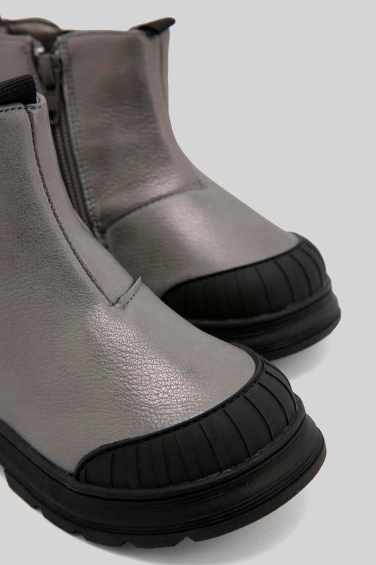 Redtag-Silver-Ankle-Boot-Category:Boots,-Colour:Silver,-Deals:New-In,-Dept:Girls,-Filter:Girls-Footwear-(1-to-3-Yrs),-ING-Boots,-New-In-ING-FOO,-Non-Sale,-Section:Girls-(0-to-14Yrs),-W22B-Infant-Girls-1 to 3 Years