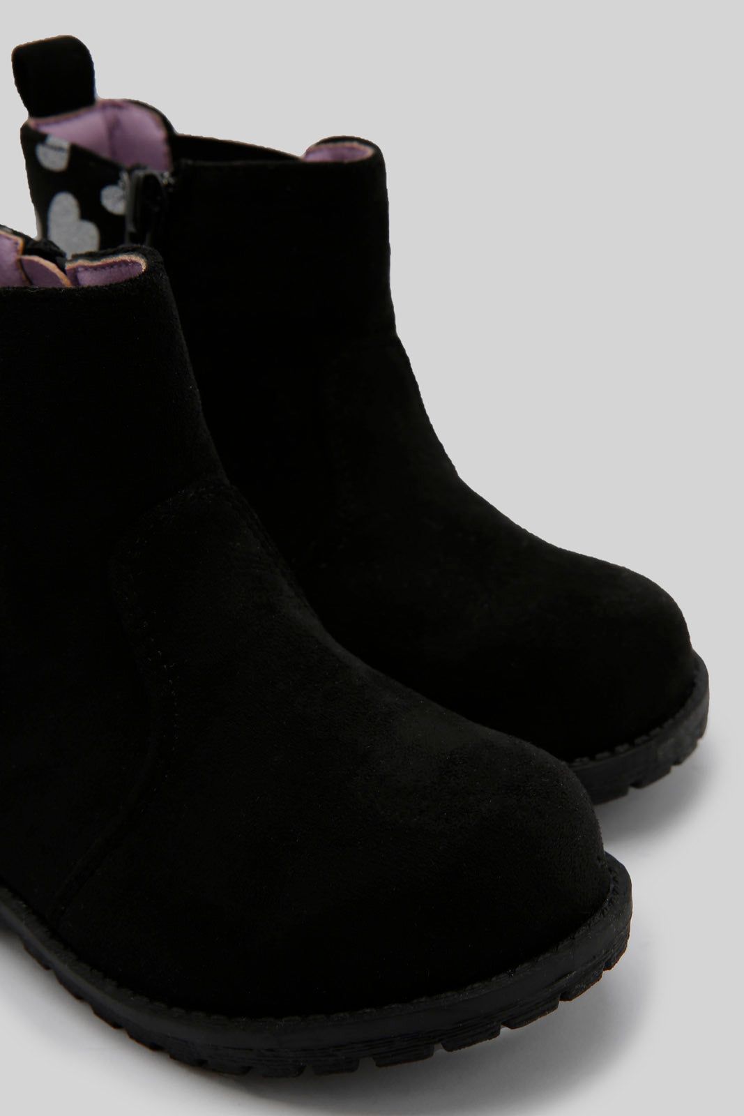 Redtag-Black-Heart-Trim-Ankle-Boot-Category:Boots,-Colour:Black,-Deals:New-In,-Filter:Girls-Footwear-(1-to-3-Yrs),-ING-Boots,-New-In-ING-FOO,-Non-Sale,-Section:Girls-(0-to-14Yrs),-W22B-Infant-Girls-1 to 3 Years