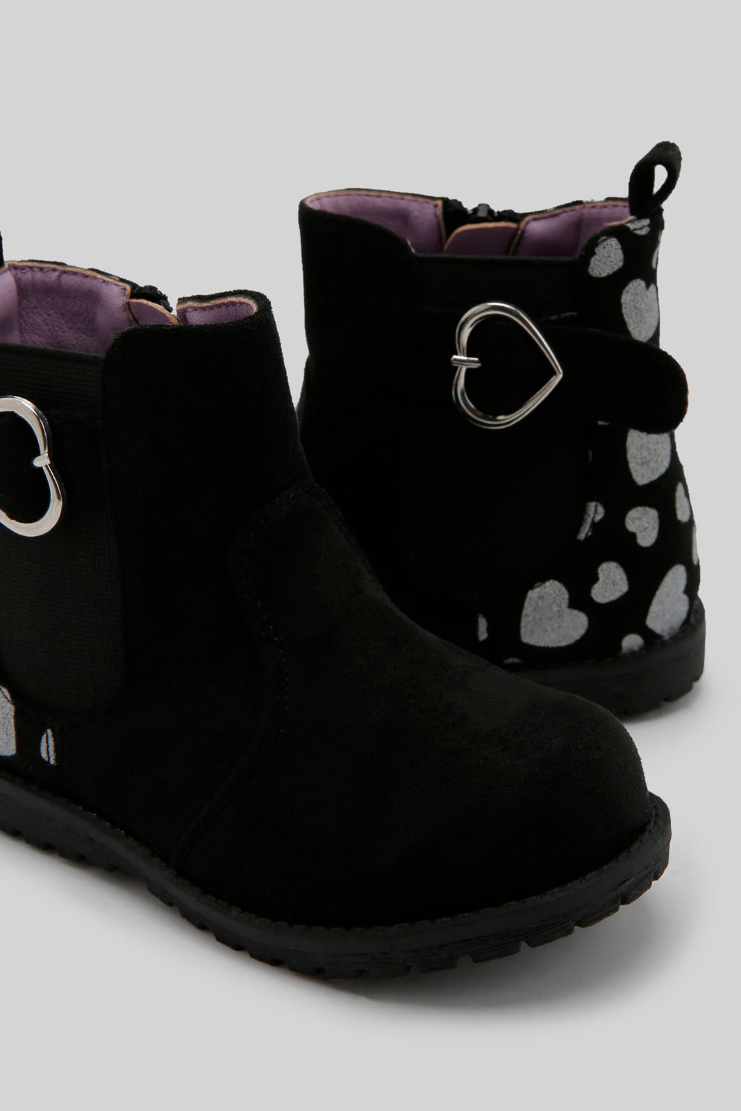 Redtag-Black-Heart-Trim-Ankle-Boot-Category:Boots,-Colour:Black,-Deals:New-In,-Filter:Girls-Footwear-(1-to-3-Yrs),-ING-Boots,-New-In-ING-FOO,-Non-Sale,-Section:Girls-(0-to-14Yrs),-W22B-Infant-Girls-1 to 3 Years