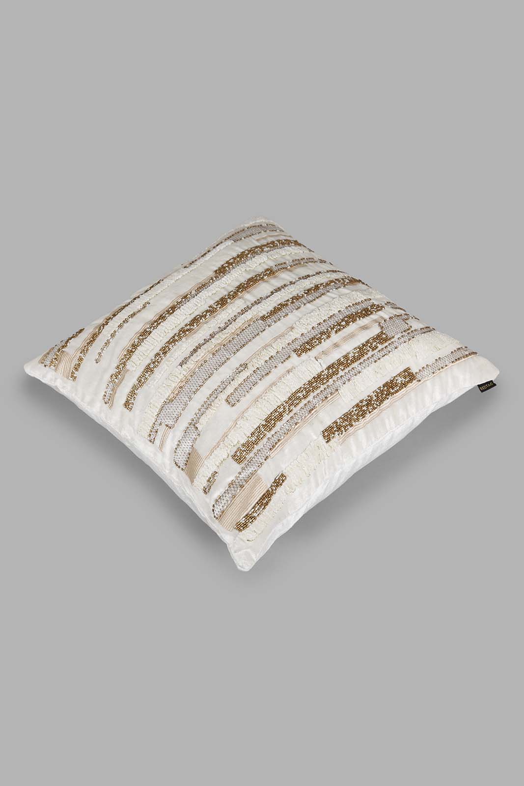 Redtag-Ivory/Gold-Premium-Cushion-Category:Cushions,-Colour:Ivory,-Deals:New-In,-Filter:Home-Bedroom,-HMW-BED-Cushions,-New-In-HMW-BED,-Non-Sale,-Section:Homewares,-W22A-Home-Bedroom-
