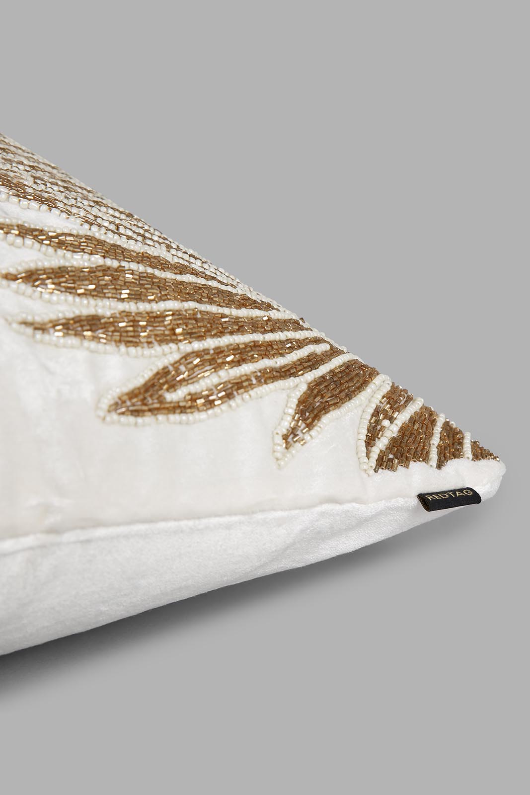 Redtag-Ivory/Gold-Premium-Cushion-Category:Cushions,-Colour:Ivory,-Deals:New-In,-Filter:Home-Bedroom,-HMW-BED-Cushions,-New-In-HMW-BED,-Non-Sale,-Section:Homewares,-W22A-Home-Bedroom-