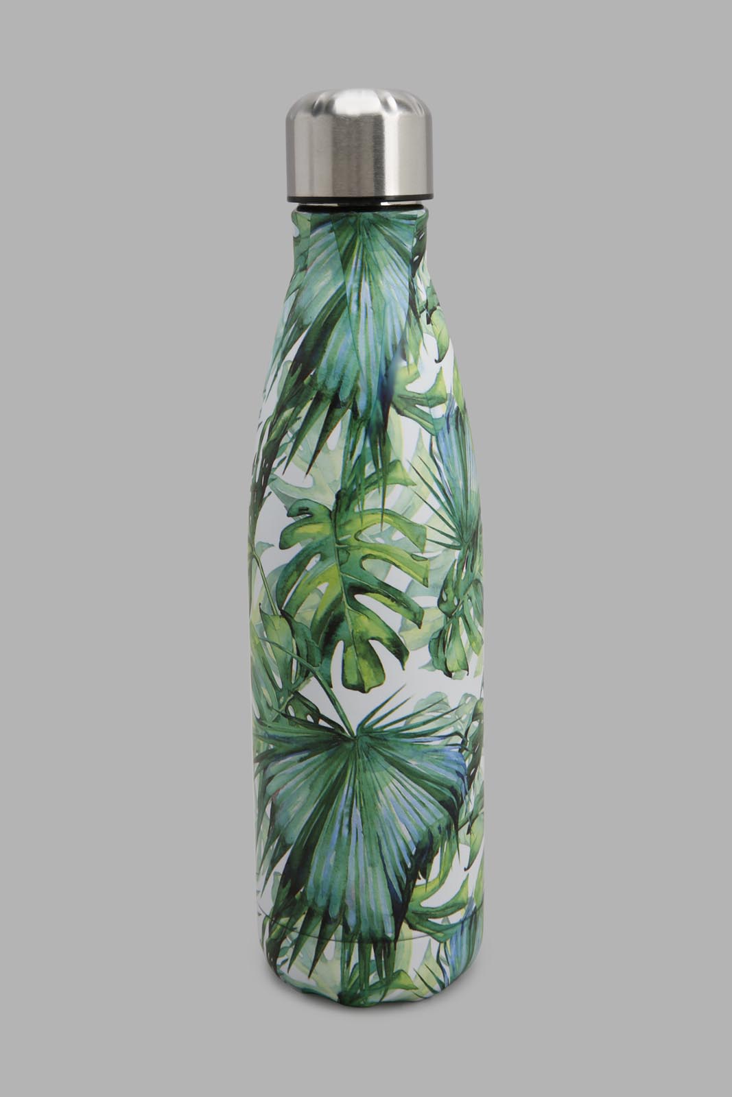 Redtag-Green-Leaf-Print-Water-Bottle-Category:Bottles,-Colour:Green,-Deals:New-In,-Filter:Home-Dining,-HMW-DIN-Drinkware,-New-In-HMW-DIN,-Non-Sale,-Section:Homewares,-W22A-Home-Dining-