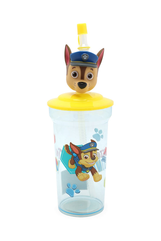 Redtag-Assorted-Chase-Paw-Patrol-3D-Face-Lid-Tumbler-With-Straw-Category:Bottles,-CHR,-Colour:Assorted,-Filter:Travel-Accessories,-IMP-Bottles,-New-In,-New-In-IMP-ACC,-Non-Sale,-Section:Homewares,-W22A-Home-Accessories-