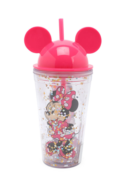 Redtag-Pink-Minnie-3D-Lid-Double-Wall-Tumbler-With-Straw-Category:Bottles,-CHR,-Colour:Pink,-Filter:Travel-Accessories,-IMP-Bottles,-New-In,-New-In-IMP-ACC,-Non-Sale,-Section:Homewares,-W22A-Home-Accessories-