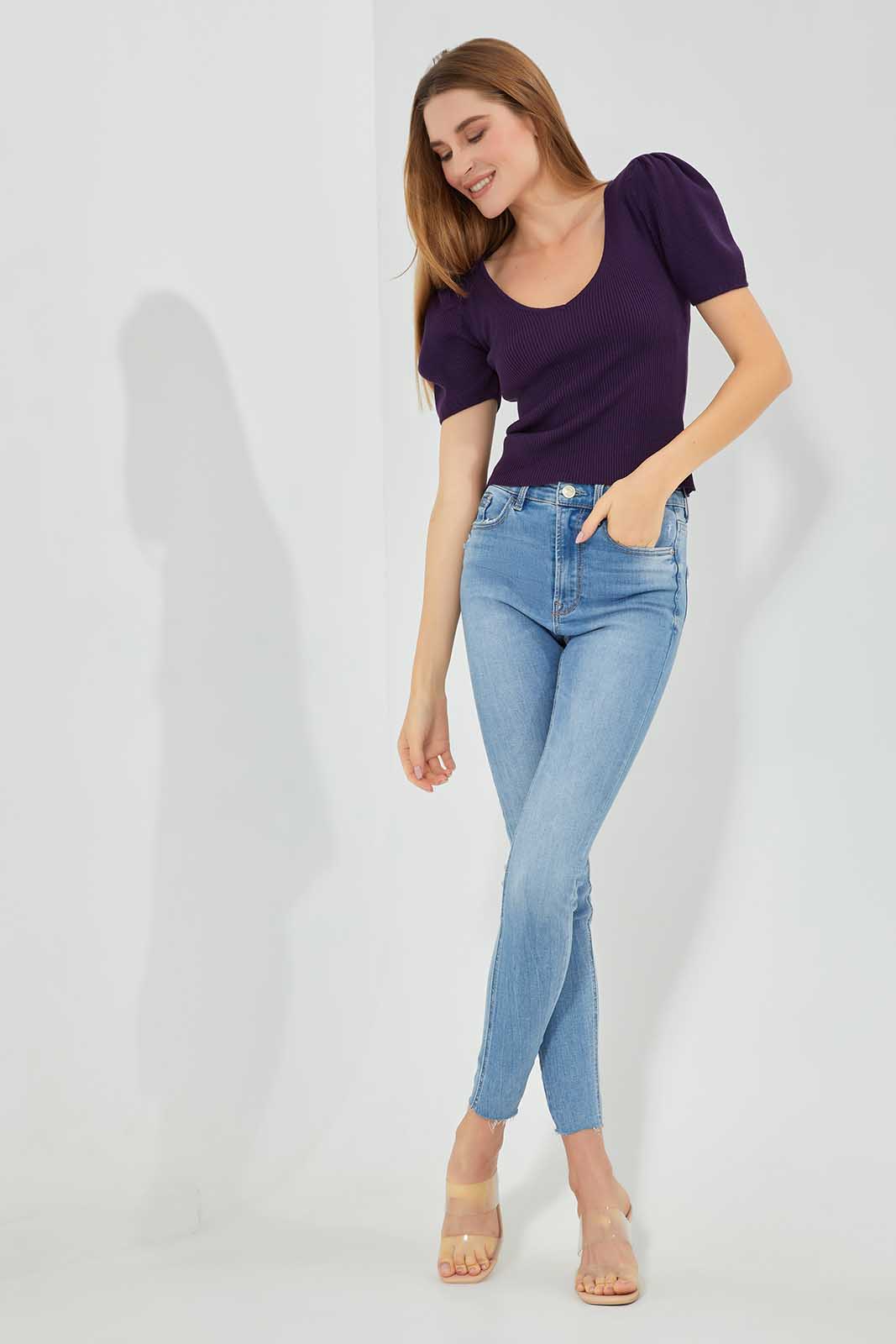 Redtag-Purple-Short-Sleeve-Knitted-Top-Category:Tops,-Colour:Purple,-Deals:New-In,-Filter:Women's-Clothing,-LEC,-LEC-Tops,-New-In-LEC-APL,-Non-Sale,-Section:Women,-W22A-Women's-