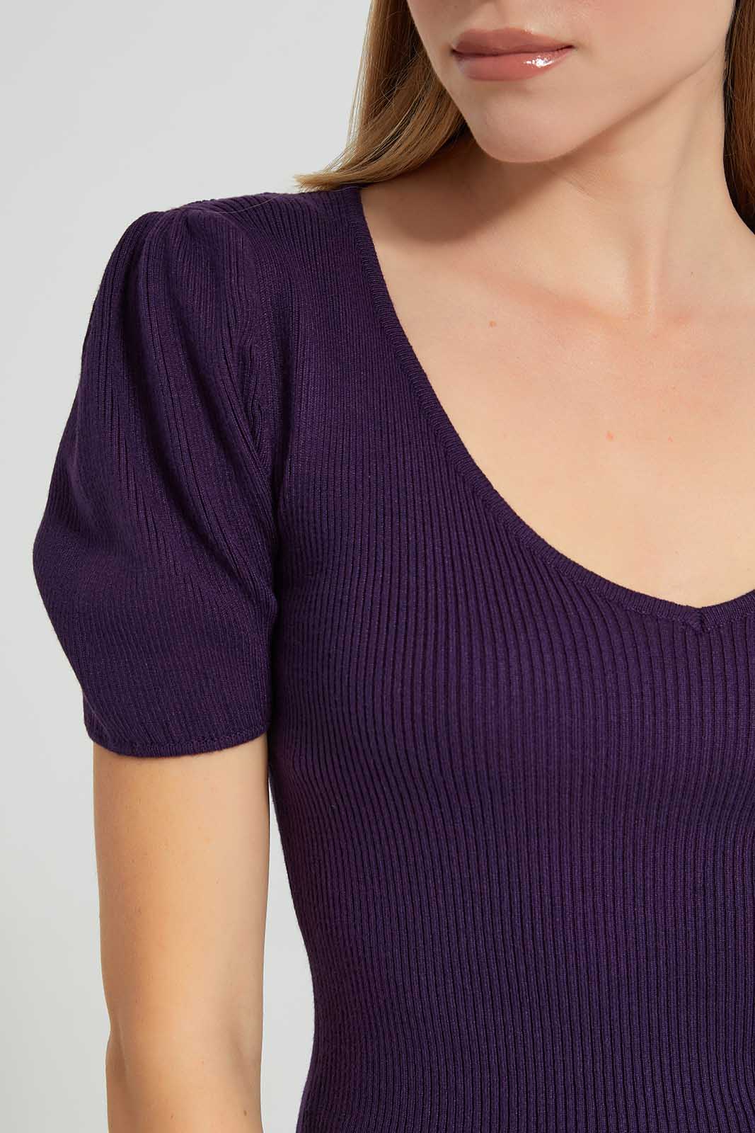 Redtag-Purple-Short-Sleeve-Knitted-Top-Category:Tops,-Colour:Purple,-Deals:New-In,-Filter:Women's-Clothing,-LEC,-LEC-Tops,-New-In-LEC-APL,-Non-Sale,-Section:Women,-W22A-Women's-