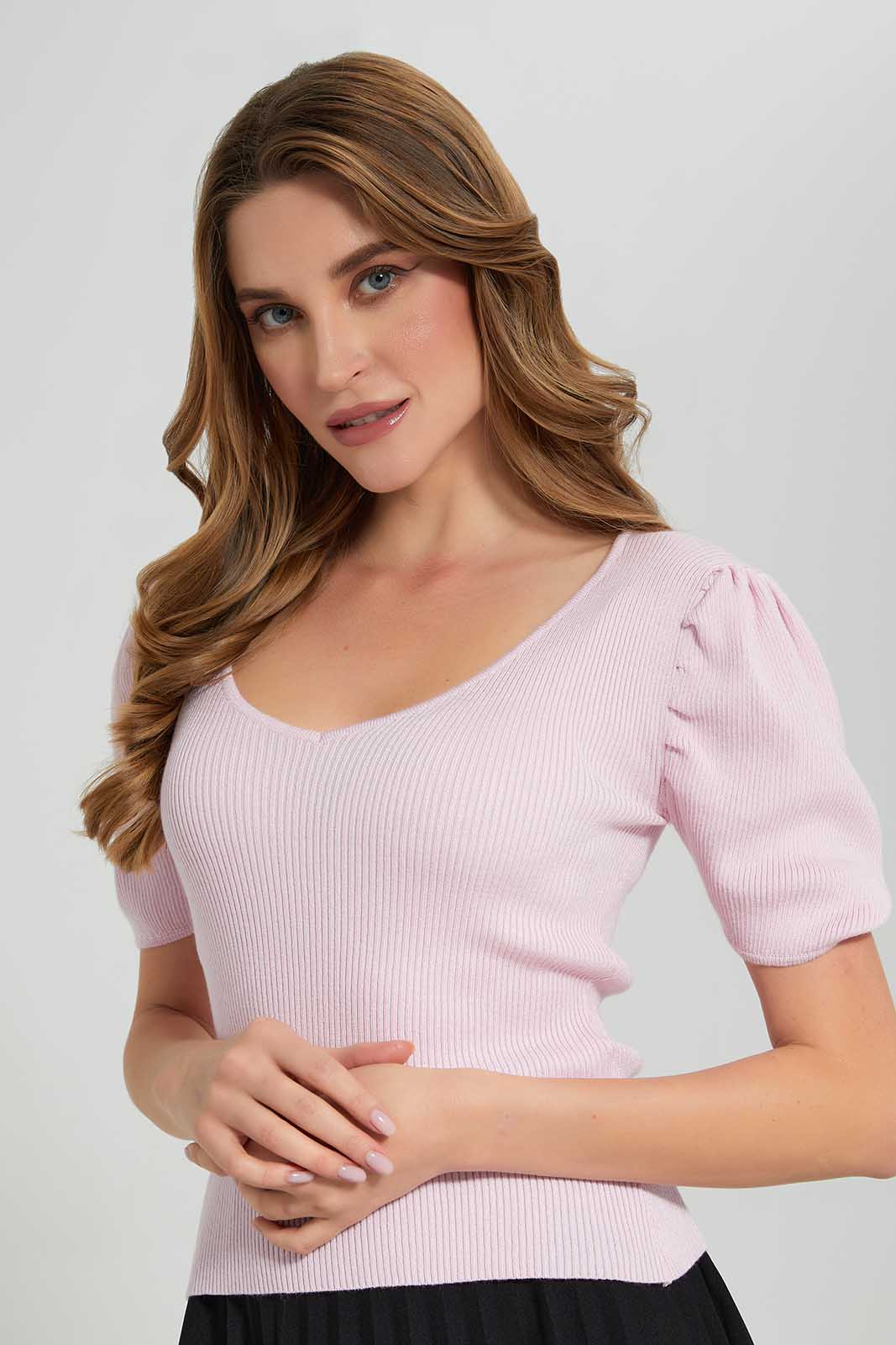 Redtag-Lilac-Short-Sleeve-Knitted-Top-Category:Tops,-Colour:Lilac,-Deals:New-In,-Filter:Women's-Clothing,-LEC,-LEC-Tops,-New-In-LEC-APL,-Non-Sale,-Section:Women,-W22A-Women's-
