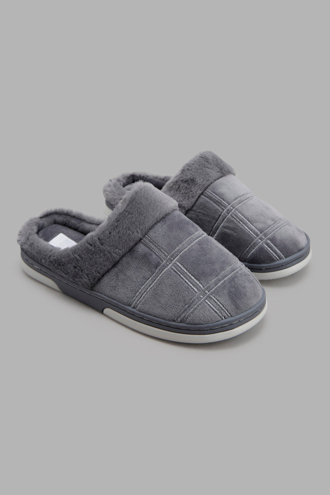 Redtag-Mid-Grey-Slipper-Category:Slippers,-Colour:Grey,-Deals:New-In,-Filter:Men's-Footwear,-Men-Slippers,-New-In-Men-FOO,-Non-Sale,-Section:Men,-W22A-Men's-