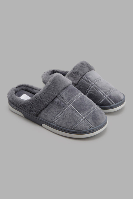 Redtag-Mid-Grey-Slipper-Category:Slippers,-Colour:Grey,-Deals:New-In,-Filter:Men's-Footwear,-Men-Slippers,-New-In-Men-FOO,-Non-Sale,-Section:Men,-W22A-Men's-