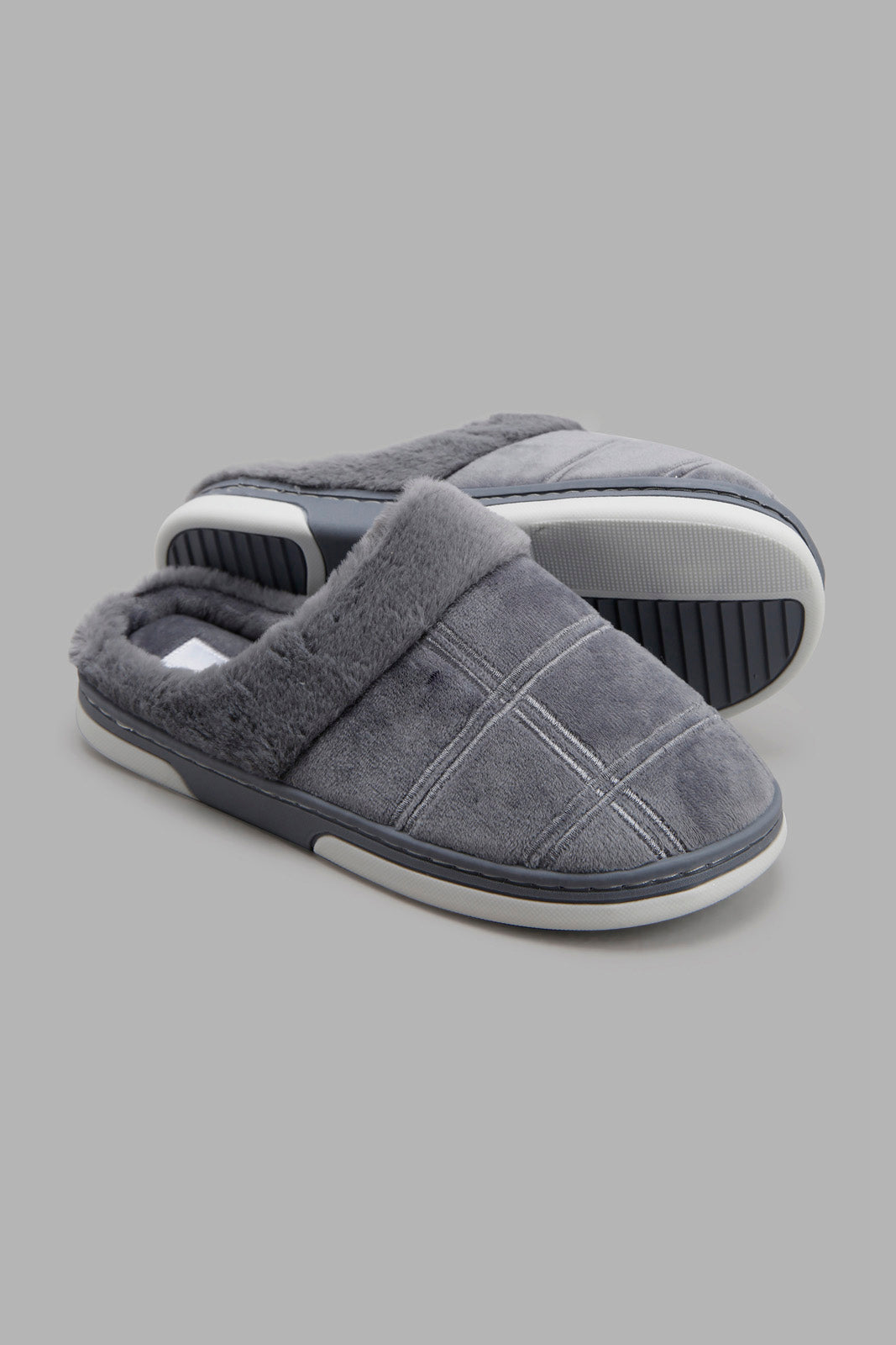 Redtag-Mid-Grey-Slipper-Category:Slippers,-Colour:Grey,-Deals:New-In,-Filter:Men's-Footwear,-Men-Slippers,-New-In-Men-FOO,-Non-Sale,-Section:Men,-W22A-Men's-