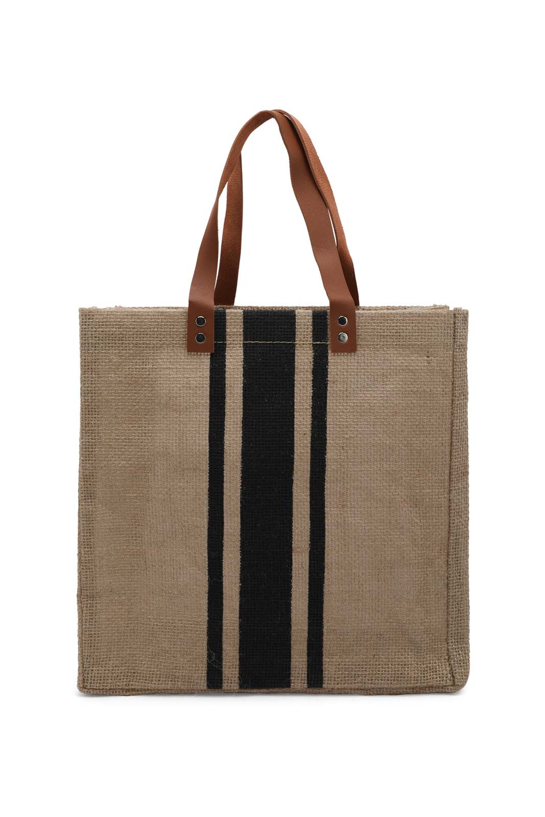Redtag-Beige-/-Black-Jute-Shopping-Bag-With-Pocket-Category:Bags,-Colour:Beige,-Dept:Home,-Filter:Travel-Accessories,-LUG-Bags,-New-In,-New-In-LUG-ACC,-Non-Sale,-Section:Homewares,-W22B-Travel-Accessories-