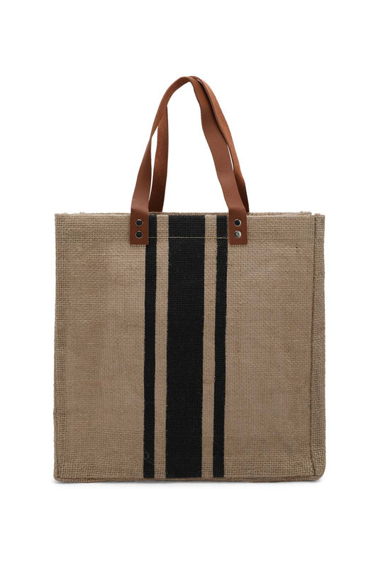 Redtag-Beige-/-Black-Jute-Shopping-Bag-With-Pocket-Category:Bags,-Colour:Beige,-Dept:Home,-Filter:Travel-Accessories,-LUG-Bags,-New-In,-New-In-LUG-ACC,-Non-Sale,-Section:Homewares,-W22B-Travel-Accessories-