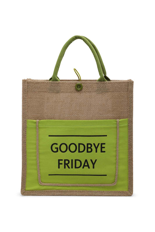 Redtag-Beige-/-Green-Jute-Shopping-Bag-With-Pocket-Category:Bags,-Colour:Beige,-Dept:Home,-Filter:Travel-Accessories,-LUG-Bags,-New-In,-New-In-LUG-ACC,-Non-Sale,-Section:Homewares,-W22B-Travel-Accessories-