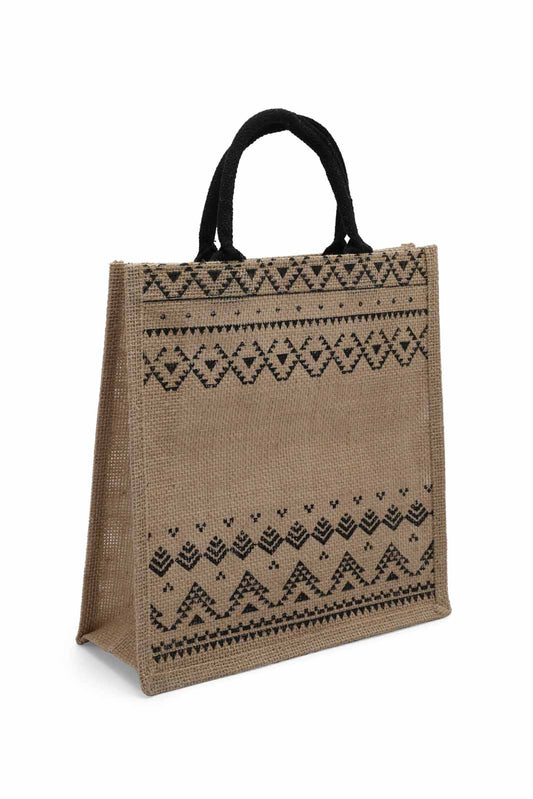 Redtag-Beige-/-Black-Jute-Shopping-Bag-With-Pocket-Category:Bags,-Colour:Beige,-Dept:Home,-Filter:Travel-Accessories,-LUG-Bags,-New-In,-New-In-LUG-ACC,-Non-Sale,-Section:Homewares,-W22B-Travel-Accessories-