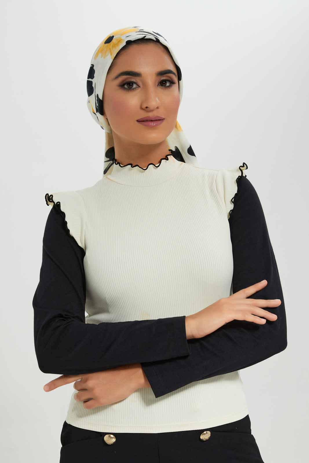 Redtag-Cream-Hi-Neck-Contrast-Ruffled-Tipping-Ribbed-Top-Bundle,-Category:Tops,-Colour:Cream,-Deals:3-For-90,-Deals:New-In,-Filter:Women's-Clothing,-LMC,-New-In-Women-APL,-Section:Women,-W22A,-Women-Tops--