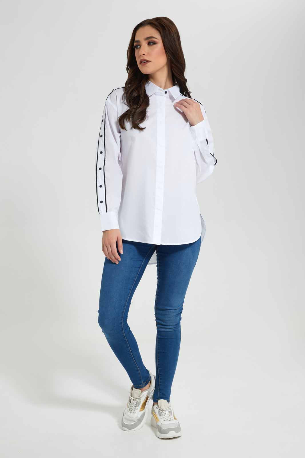 Redtag-White-Poplin-Shirt-Category:Blouses,-Colour:White,-Deals:New-In,-FF,-Filter:Women's-Clothing,-New-In-Women-APL,-Non-Sale,-Section:Women,-W22O,-Women-Blouses-Women's-